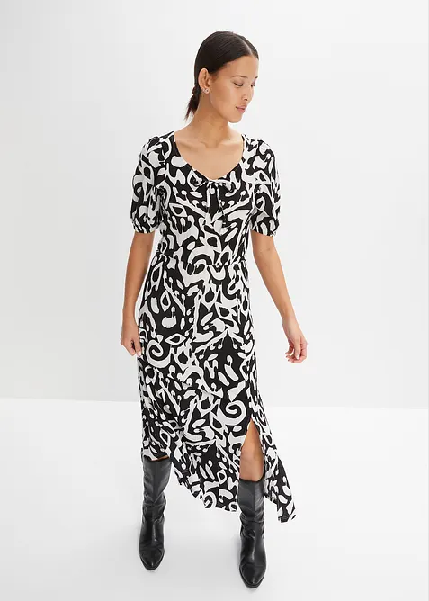 Kleid aus Jersey-Crêpe mit langem Schlitz, bonprix