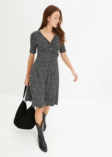 Robe en jersey imprim&eacute; avec drap&eacute;, bonprix