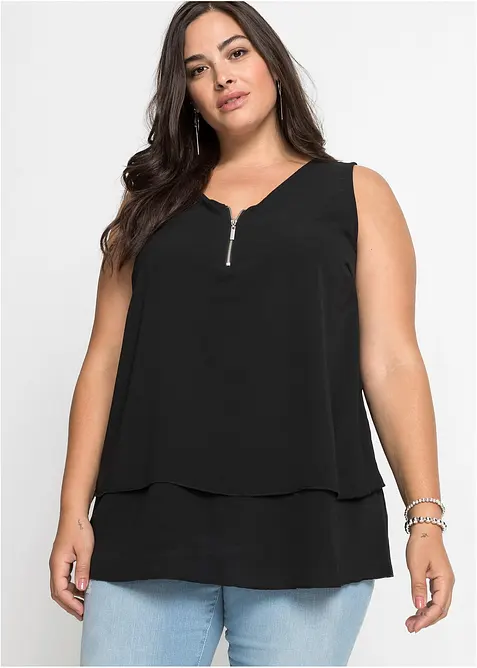 Top en viscose &agrave; encolure zipp&eacute;e, bonprix