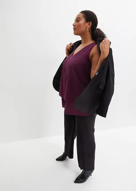 Top en viscose &agrave; encolure zipp&eacute;e, bonprix