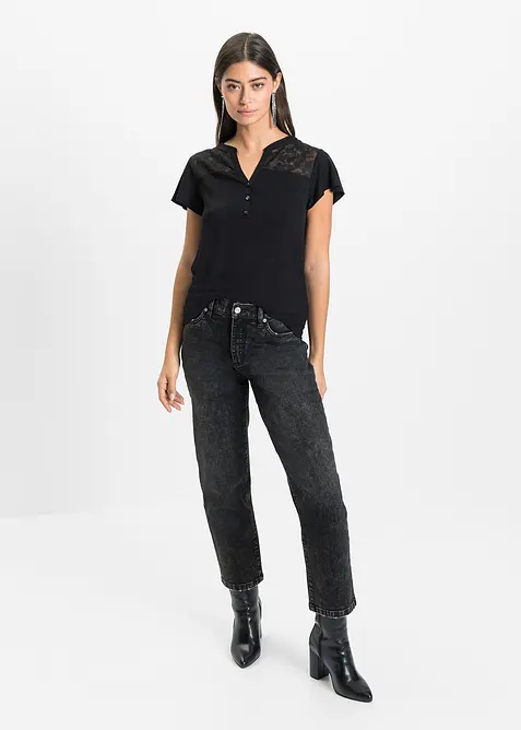 Henleyshirt aus Viskose-Mix, bonprix