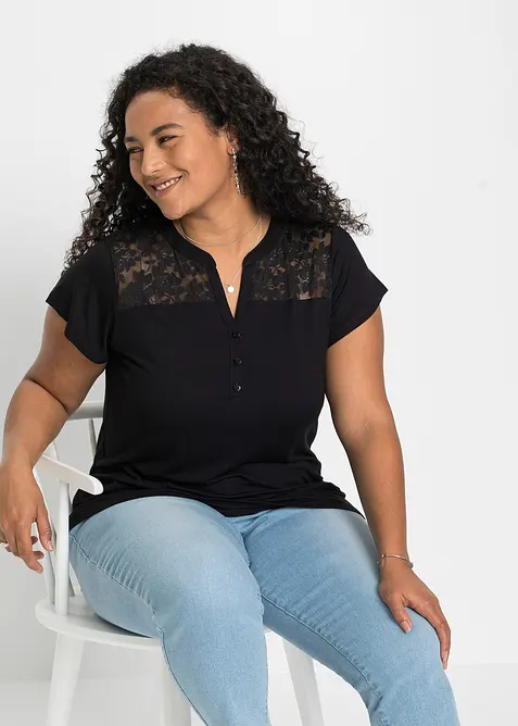 Henleyshirt aus Viskose-Mix, bonprix