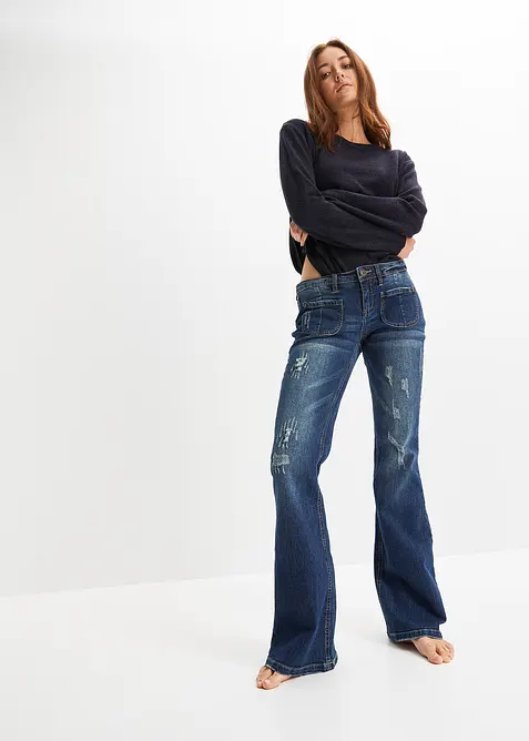 Flared Jeans Low Waist, Stretch, bonprix