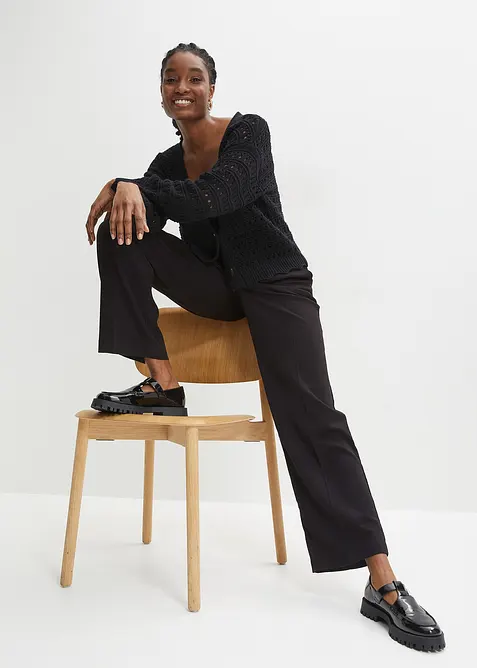 Ajour-Strickjacke aus reiner Baumwolle, bonprix