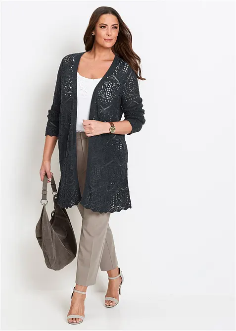 Ajour Longstrickjacke, bonprix