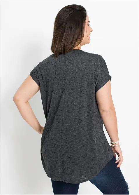 T-shirt long en viscose m&eacute;lang&eacute;e, bonprix