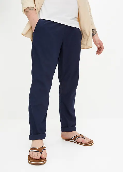 Pantalon droit taille élastiquée en lin majoritaire, Regular, bonprix