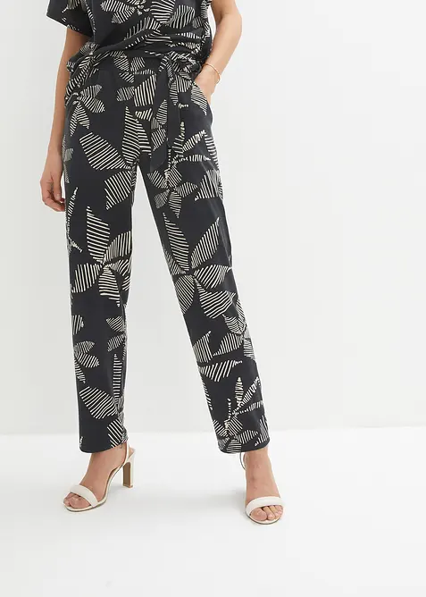Pantalon taille élastiquée avec lien à nouer, bonprix