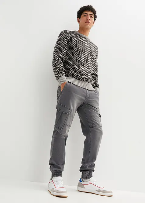 Jean jogger droit avec poches cargo, Regular, bonprix
