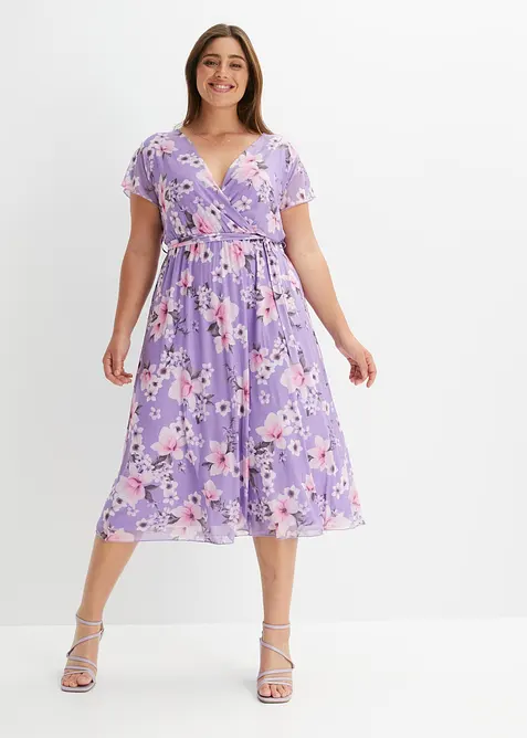 Robe midi imprim&eacute;e en mesh, bonprix