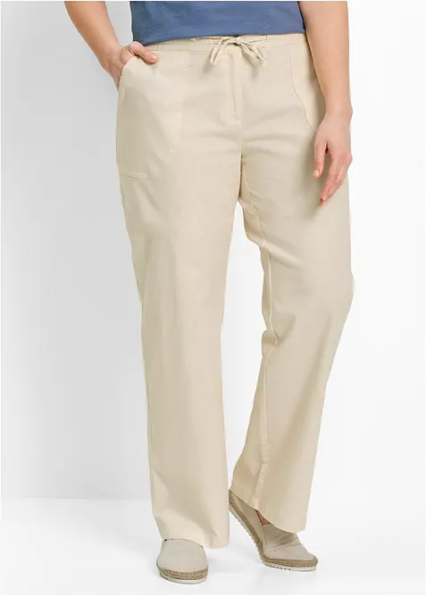Pantalon large en lin mélangé, bonprix