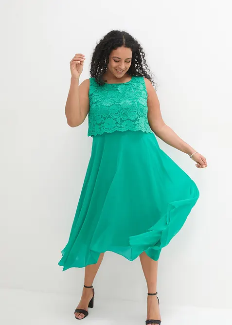 Premium Chiffonkleid mit Spitze, bonprix