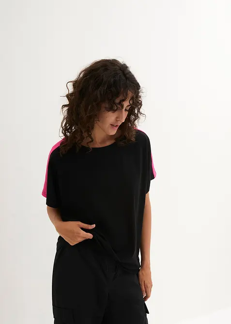Oversize T-Shirt mit Neonstreifen aus reiner Bio-Baumwolle, bonprix