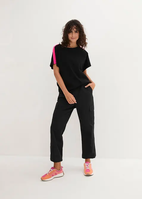 Oversize T-Shirt mit Neonstreifen aus reiner Bio-Baumwolle, bonprix