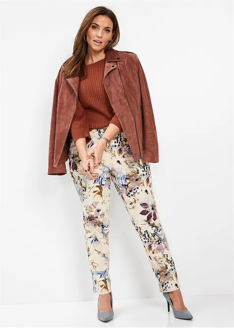Stretch-Hose mit Blumen-Print, bonprix
