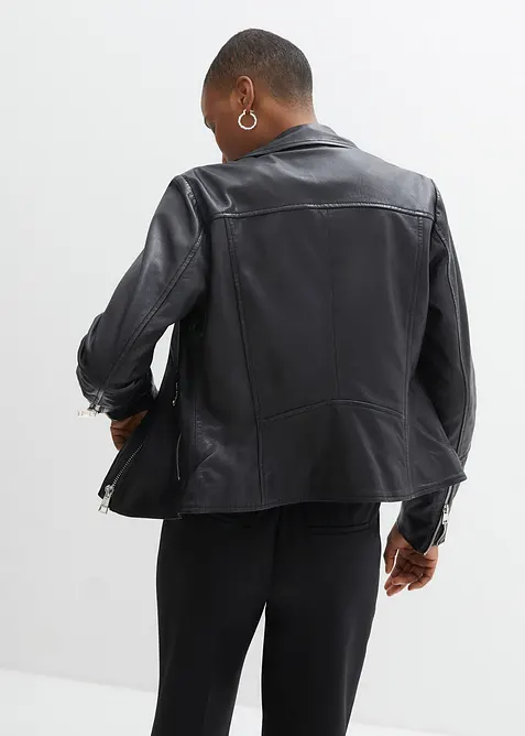 Veste biker en cuir nappa d&rsquo;agneau, bonprix