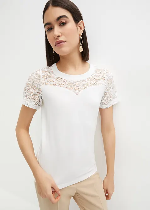 T-shirt avec dentelle, bonprix