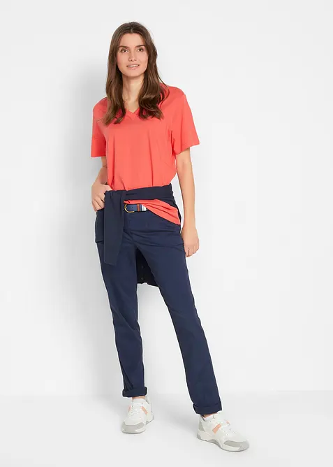 Lot de 5 T-shirts longs et amples à col V, bonprix