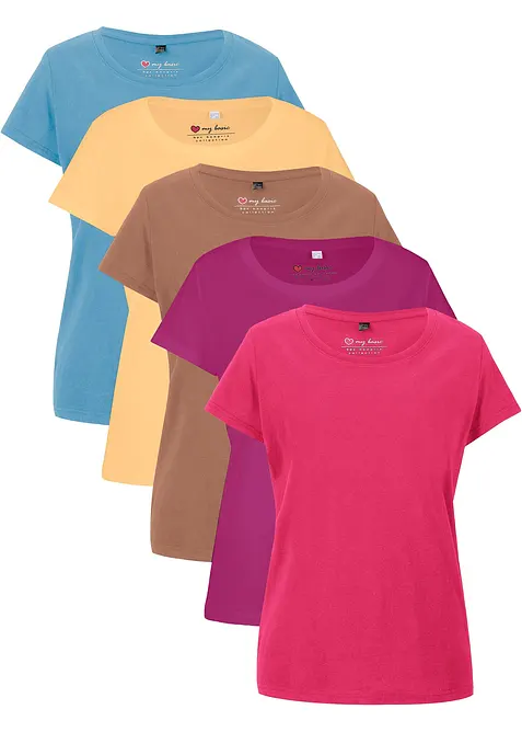 Lot de 5 T-shirts col rond, bonprix