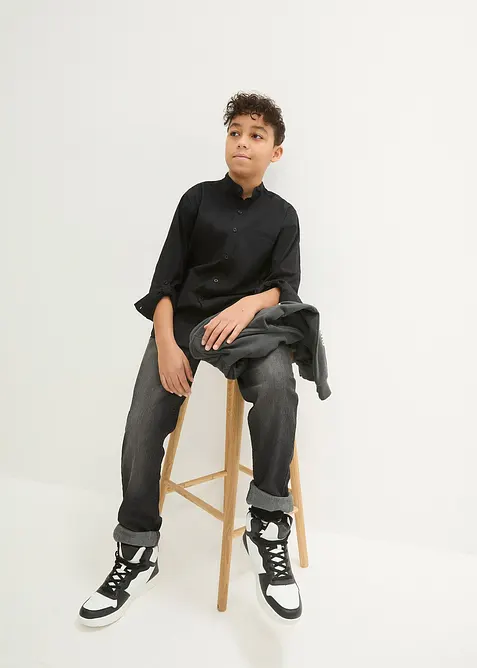 Chemise avec manches &agrave; retrousser, 100% coton, bonprix