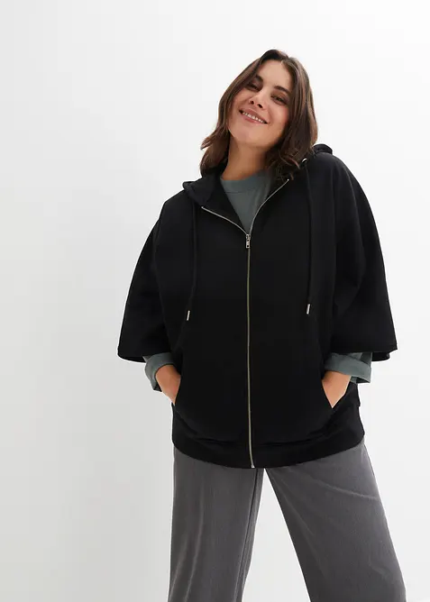 Sweat zipp&eacute; cape en coton, bonprix