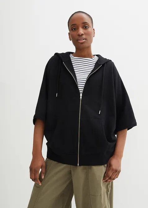 Sweatjacken-Cape aus nachhaltiger Baumwolle, bonprix