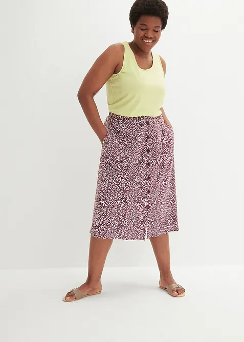 Midi-Viskoserock mit Taschen, bonprix