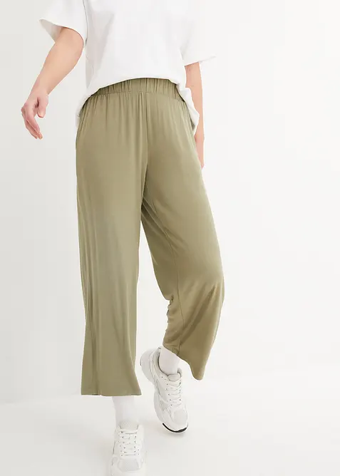 Lot de 2 pantalons 7/8 en jersey &agrave; taille haute, bonprix