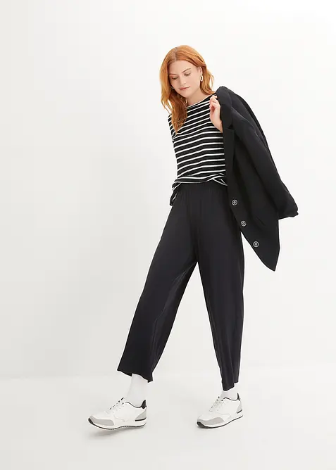 Lot de 2 pantalons 7/8 en jersey à taille haute, bonprix