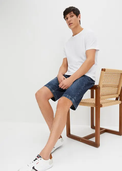 Leichte Schlupf-Jeans-Bermuda mit Dehnbund, Slim Fit, bonprix