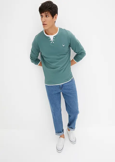 2 in 1 Shirt (2er Pack), Langarm, bonprix