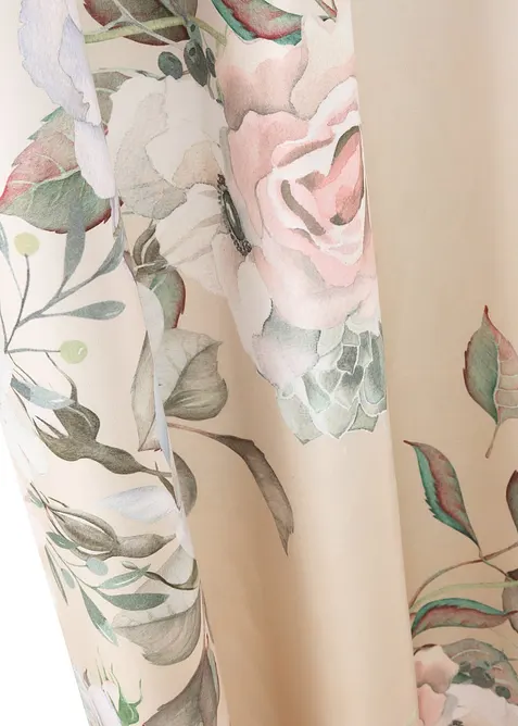 Rideau en microfibre à imprimé roses avec polyester recyclé (1 pce), bonprix