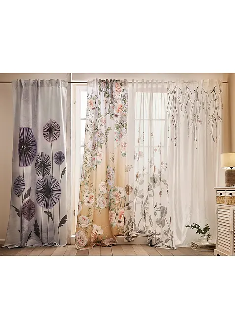 Rideau en microfibre à imprimé roses avec polyester recyclé (1 pce), bonprix