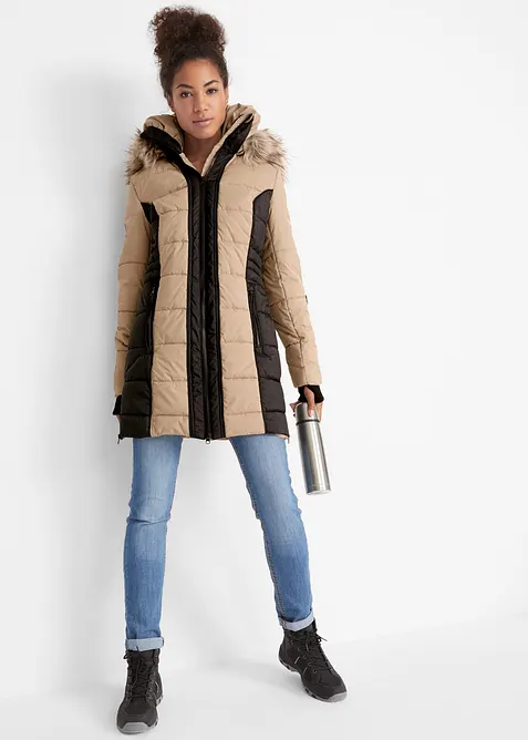 Manteau outdoor imperméable avec bordure peluche, bonprix