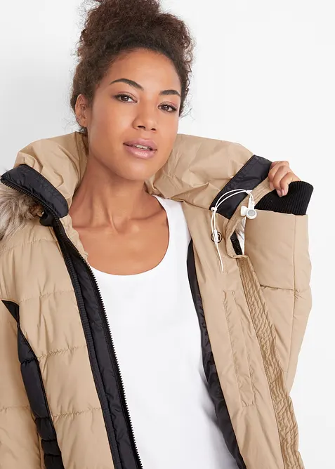 Manteau outdoor imperméable avec bordure peluche, bonprix