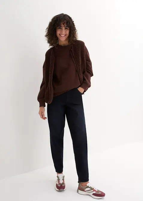 Jean barrel taille haute et élastiquée, bonprix