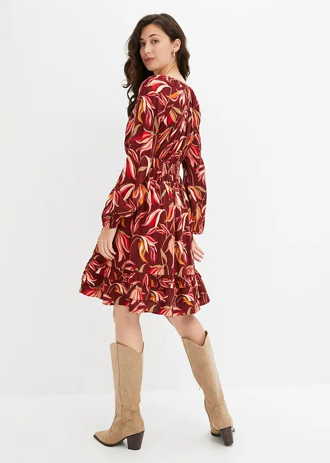 Robe en viscose tissée à ceinture smockée, longueur genou, bonprix
