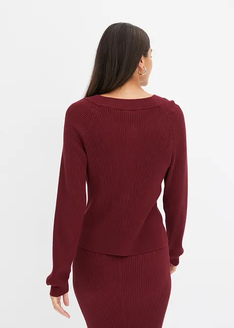 Ripp-Strickjacke in Viskose-Mix, bonprix