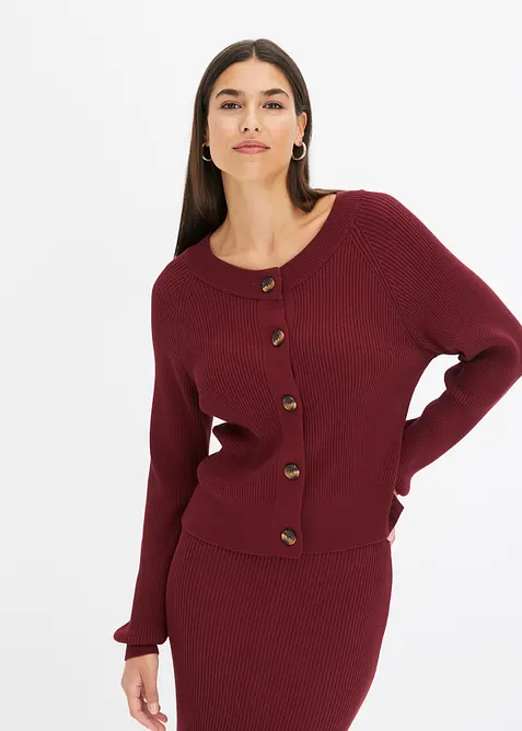 Ripp-Strickjacke in Viskose-Mix, bonprix