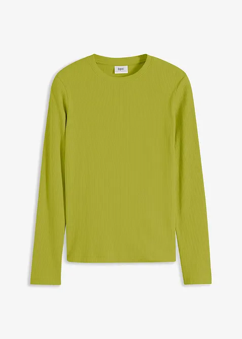Geripptes Langarmshirt aus reiner Baumwolle, bonprix