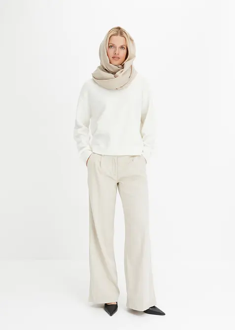 Rundhalspullover mit überschnittener Schulter, bonprix