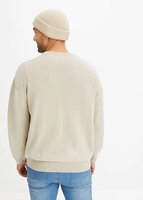 Rundhalspullover aus weichem Baumwollmix, Loose Fit, bonprix