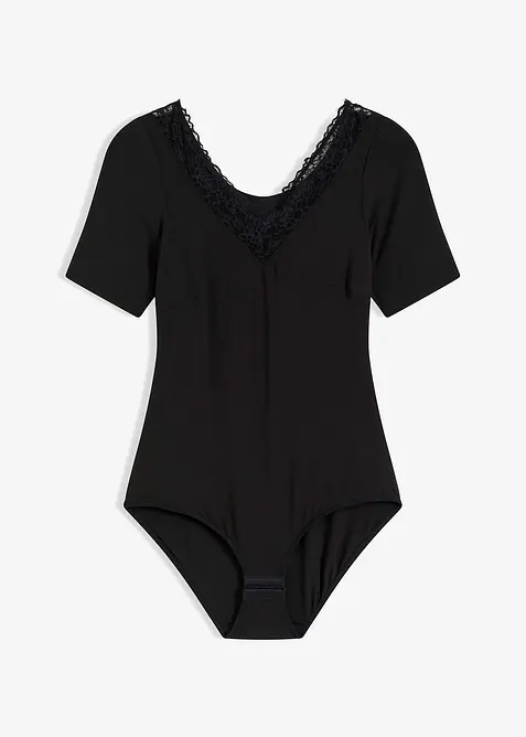 Body manches courtes en modal et dentelle, bonprix