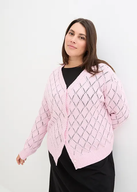 Ajour-Strickjacke aus Baumwolle, bonprix