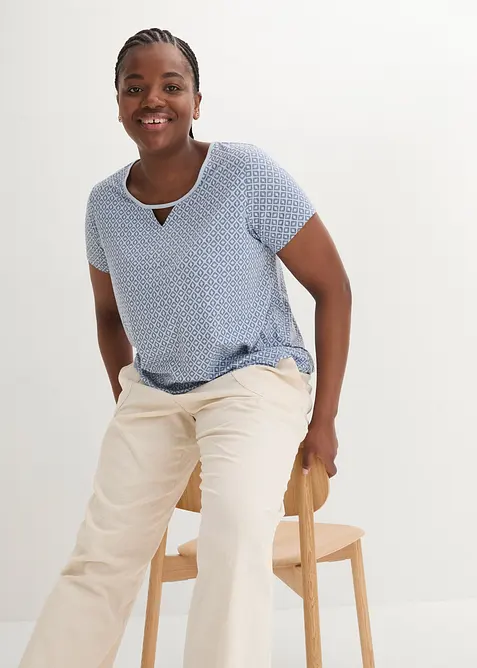 T-shirt à base élastiquée, manches courtes, bonprix