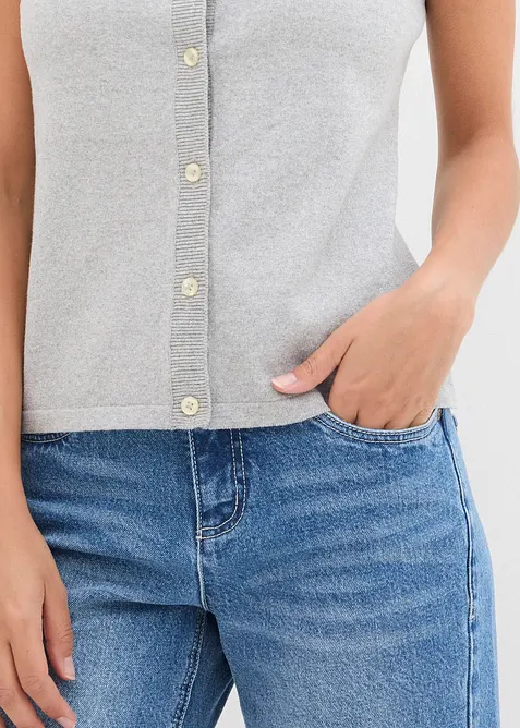 Feinstrick-Weste mit Knöpfen, bonprix