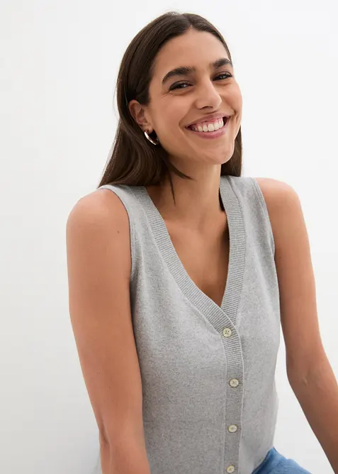 Feinstrick-Weste mit Knöpfen, bonprix