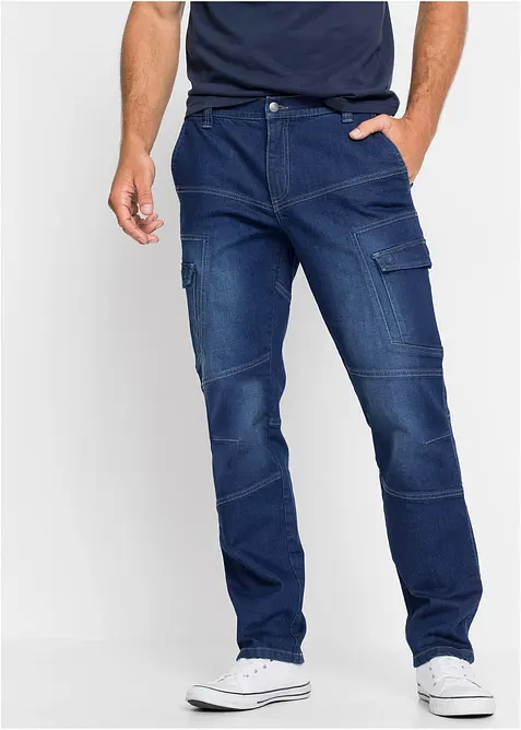 Jean droit extensible, poches cargo, regular, bonprix