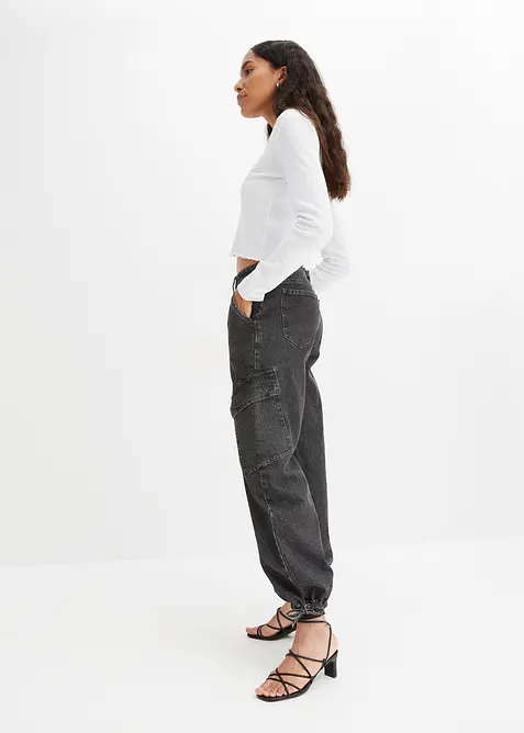 Jean cargo taille mi-haute, bonprix