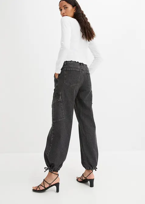Jean cargo taille mi-haute, bonprix